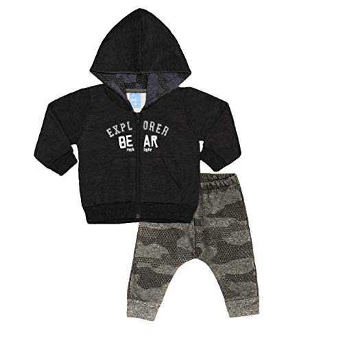 Roupa de Bebe Conjunto Moletom Explorer com Capuz e Calça Saruel Tamanho:De 6 a 9 meses