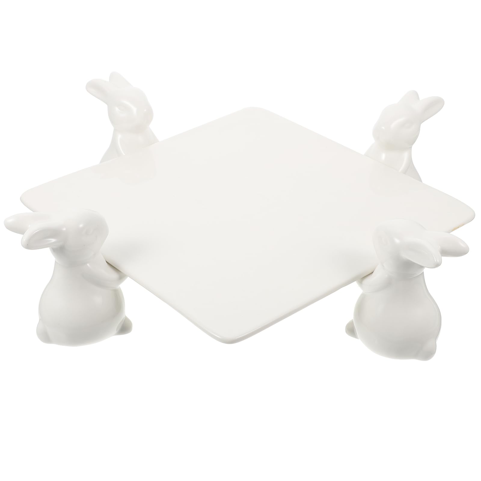 Plateau gâteau céramique stable lapin fini lisse anti-tache 25cm