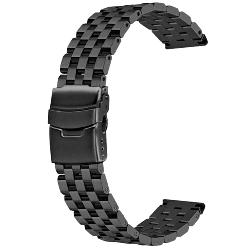 Image of Kai Tian Stainless Steel Watch Band 20 21 22 24 26 18mm for Men Women Solid Watch Bracelet Strap with Deployment Double Lock Black Silver Blue Grey Rose gold