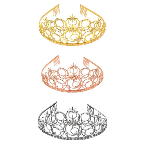 Tiaras de diamantes de imitación sin tirones corona para niña y mujer 7
