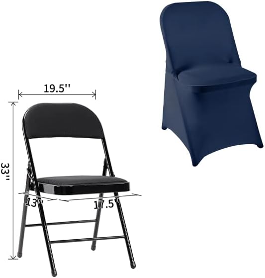 36 PCS Waterproof Stretch Spandex Folding Chair Covers, Dining Room Chair Slipcovers Protector for Wedding, Banquet, Party, Holidays, Celebration and Decoration?Navy Blue? Navy 36pack