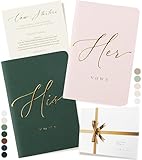 ARTESORI Wedding Vow Book for Her & Him, Soft Touch, Gold Engraving, 28 Lined Pages, Wedding Vow Books His and Hers, Wedding Essentials, Wedding Registry Gifts, His and Hers Gifts [Blush & Pine]