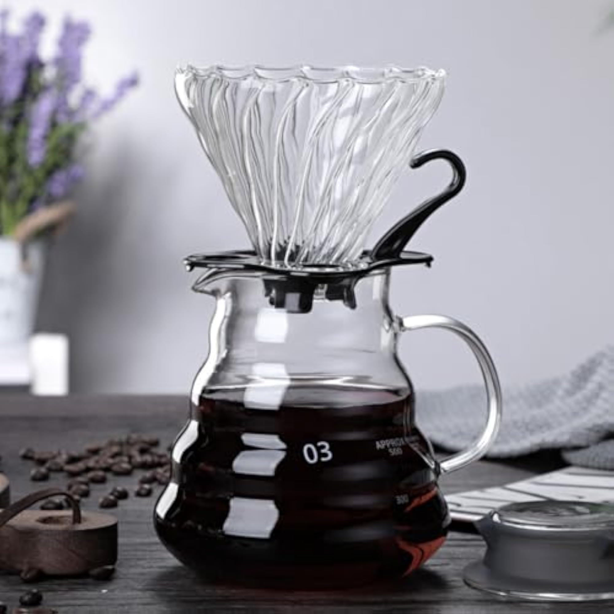V60 Coffee Dripper with Handle & Stand