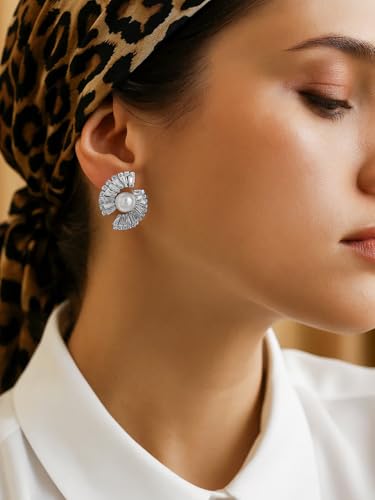 Image of Rubans Stud Earrings American Diamond Zirconia Stylish Jewellery Gift for Women & Girls