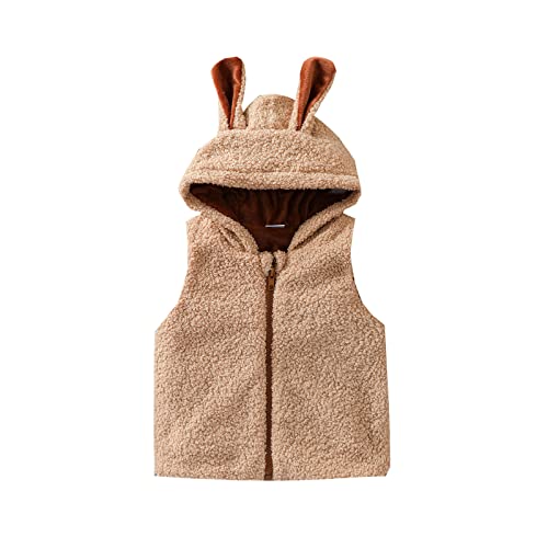 Girls Fleece Hooded Vest Kids Cute Sh𝐞rpa Trendy Winter Hoodies Boys Sleevless Shaggy Casual Jackets for Toddler