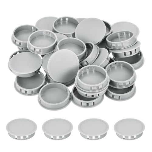 Image of MECCANIXITY 64PCS 40mm(1 9 /16 inch) Light Gray Plastic Hole Plugs, Flush Type Panel Hole Plugs Insert End Caps for Locking Hole Tubes Furniture Cabinet