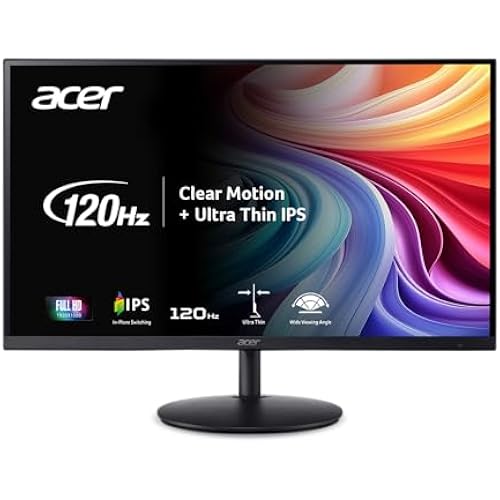 Acer SH242Y G0bih 23.8" IPS Full HD (1920 x 1080) Ultra-Thin Gaming Office Monitor | Adaptive-Sync Support (FreeSync Compatible) | Up to 120Hz Refresh | 1ms (VRB) | Adjustable Stand | HDMI & VGA Ports