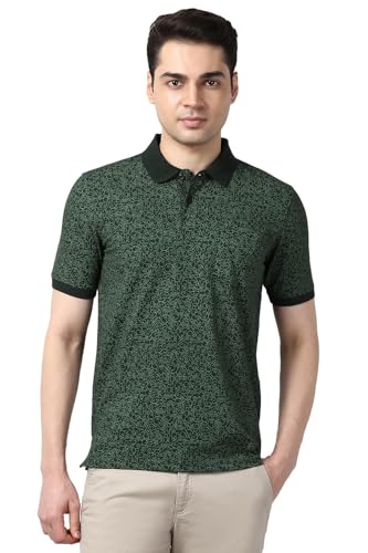 Image of Peter England Men's Cotton Abstract Floral Print Polo T-Shirt - Casual Wear | Stylish & Breathable