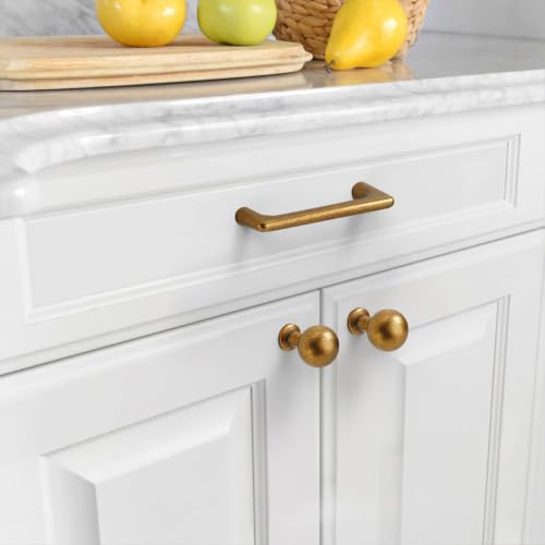 Image of Asidrama 6 Pack 3 Inch(76mm) Antique Brass Cabinet Pulls Vintage Retro Cabinet Handles Cupboard Handles Kitchen Cabinet Hardware for Cupboard Drawer Pulls