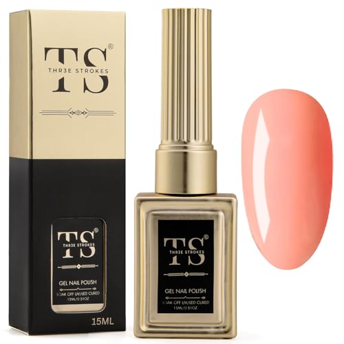 Image of THR3E STROKES Professional UV Gel Nail Polish, HEMA-FREE Lasts Upto 21 Days, Super Glossy Finish, Non-Chipping, Non-Smudging, Quick Drying Nail Polish,15 ml (5, 15ML)
