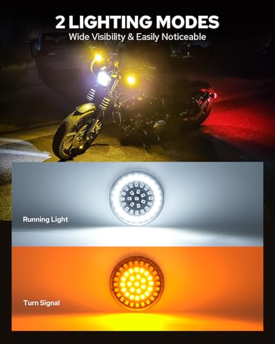 Image of Benlari 1157 LED Front Turn Signal Light 2 inch Bullet Smoke Lens Cover Kit Compatible with Harley Davidson Dyna Softail Touring Road King Electra Street Glide 1997-2024