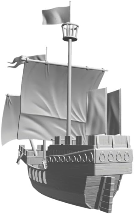 Tofer's Miniatures Medieval Small 2-mast Transport Ship. 28 mm Scale. Ideal for Games Like SAGA and Other Wargames. Produced