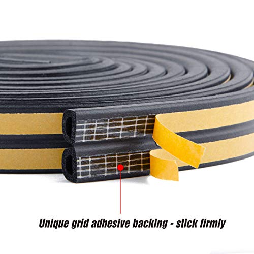CloudBuyer Door & Window Weather Stripping, Soundproof Insulation Seal Strip with Self-Adhesive Rubber Collision Protection, 16.5 Ft (Black)