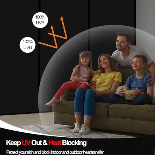 ZHMRROAD Blackout Window Privacy Film Sun Blocking UV Protection Static Cling Room Darkening Heat Control No Glue Removable Window Coverings for Home Black 17.5 x 78.7 Inch — view 4