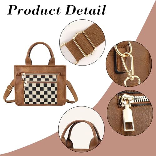 Checkered Crossbody Bag Vegan Leather Shoulder Purse Plaid Slouchy Tote Handbags for Women3