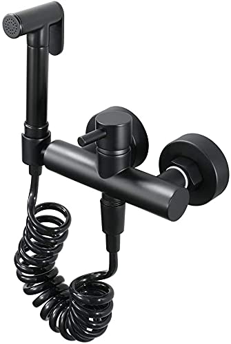 トイレの温水と冷たい水、マットブラックビデシャワーウォールマウントビデタップキットバスルームシャワーヘッドセルフクリーニングハンドスプレーセット用ビデの蛇口、B、Bビデのスプレー
