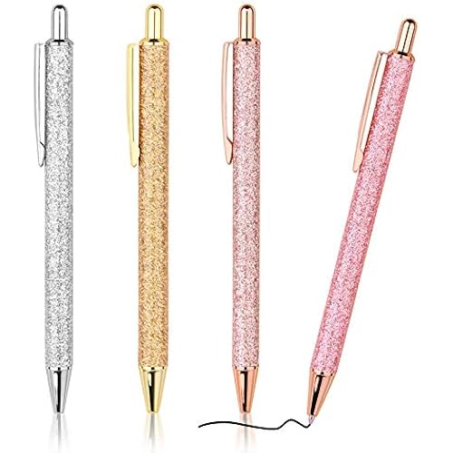 WY WENYUAN 4 Pack Metal Retractable Black Ink Ballpoint Gift Pens