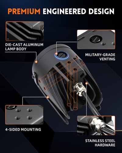 Image of CO LIGHT Motorcycle Fog Lights LED 60W 20000LM Auxiliary Driving Lights - 7 Lighting Modes (White /Amber), IP68 Waterproof Spot Pod Light Kit Universal Fit for Motorcycles ATV UTV, 2PCS