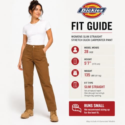 Dickies Women's Slim Straight Stretch Duck Carpenter Pant, Rinsed Black, 8 - image 4