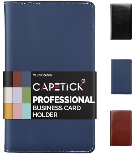 CareTick Business Card Holder Book 240 Card Capacity Soft PU Leather Name Card Organizer with 120 Pockets Business and Credit Card Album for Office (Blue Soft Leather)