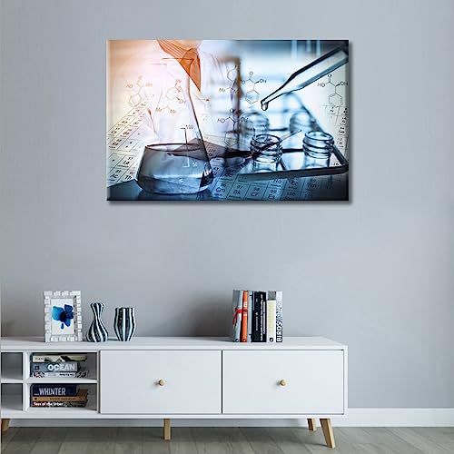 Image of TUMOVO 1 PanelsScientist and Test Tubes Laboratory Concept Artwork Canvas Paintings for Bedroom, Living Room, Office. Medical Home Decor Framed Ready to Hang (16 inch Wx24 H)