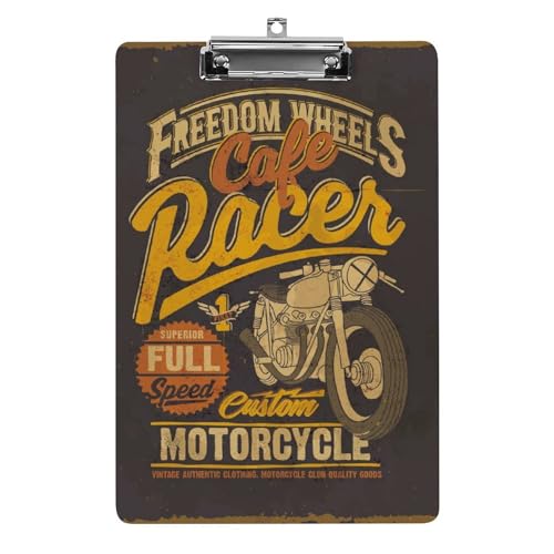 Porte-bloc Moto Rétro A4 planchette à pince durable pour bureau et restaurant chic