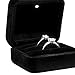 GBYAN Velvet 2 Slots Ring Box with LED Light for Ceremony Jewelry Display Gift Box for Engagement, Wedding, Black