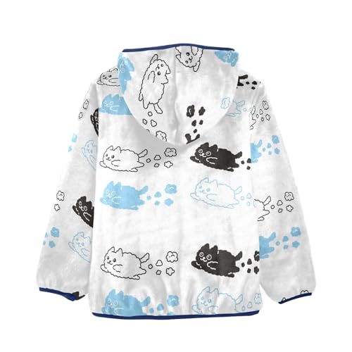 Cat Shaped Clouds Girls Fleece Jacket Girls Fall Jacket Girls Zip Up Hoodie Girls Sherpa Jacket 2-10T2