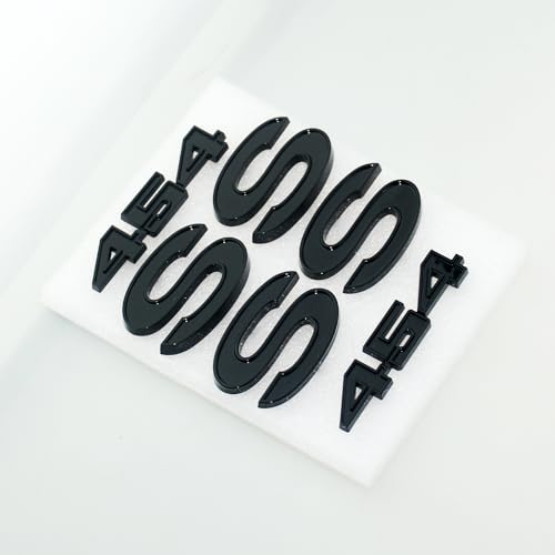 Image of 6Pcs Set SS 454 Fender Emblem 3D Tape Badge Sticker Nameplate Letter Replacement for 1970 1971 1972 El Camino Malibu (Gloss Black)