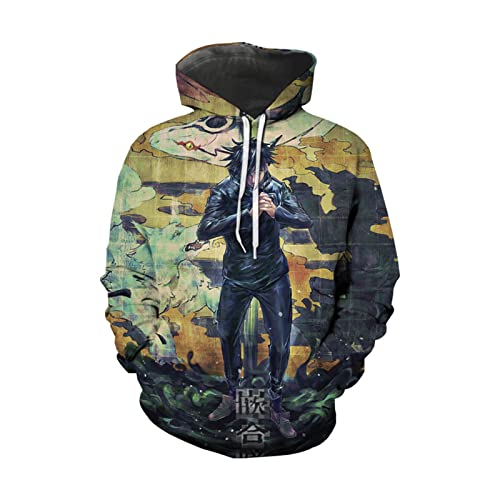 ZOSUO Jujutsu Kaisen Fashion Hoodies Anime Sudadera con Capucha 3D Estampada Fushiguro Megumi Abrigo para Hombres/Mujeres Streetwear Chaqueta Manga Larga Sweatshirts,Negro,4XL Cover