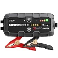 NOCO Boost GB20: 500A UltraSafe Jump Starter – 12V Lithium Battery Booster Pack, Portable Jump Box, Power Bank & Jumper Cables - for 4.0L Gas Engines