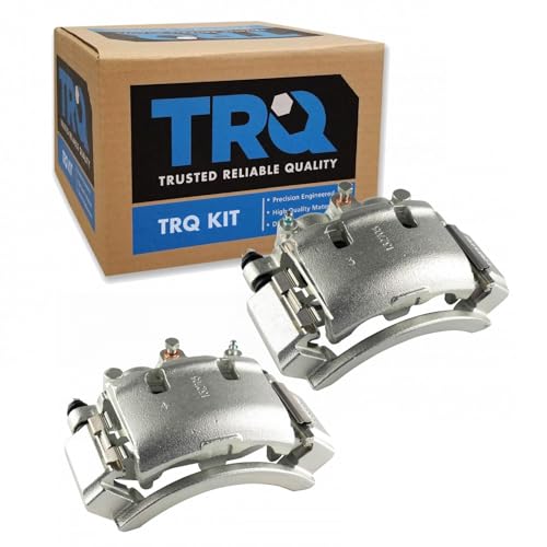 Image of TRQ Rear Brake Caliper Set Zinc Coated Brackets Compatible with 2003-2007 Ford E-250 1999-2002 E-250 Econoline 2003-2005 E-350 Club Wagon 1999-2007 E-350 Super Duty