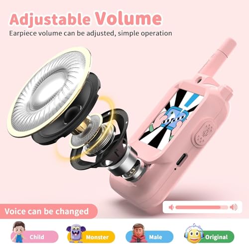Image of BlueFire Kids Walkie Talkies with Video - Screen Display Toy Radios with Voice Effects, One-on-One Pairing, Long Range - Birthday Toys Gifts for Boys & Girls Ages 3-12 (Pink)