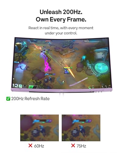 Image of Pixio PXC248 Wave Purple 24 inch 200Hz Refresh Rate FHD 1080p Resolution 1500R Curve Fast VA Panel 1ms GTG Response Time Adaptive Sync HDR Curved Gaming Monitor