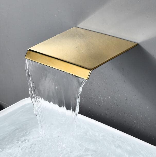 GXRQLHYZ Grifo de baño Negro Mate/Cromado, grifos Lavabo Cascada montados en la Pared, Grifo Mezclador Agua fría y Caliente