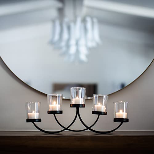 Briarwood Black Metal Votive Candelabra, Decorative Candle Centerpiece, Elegant Candle Holders, Centerpiece for Weddings, Parties, Dining Table, and Mantel - Image 6