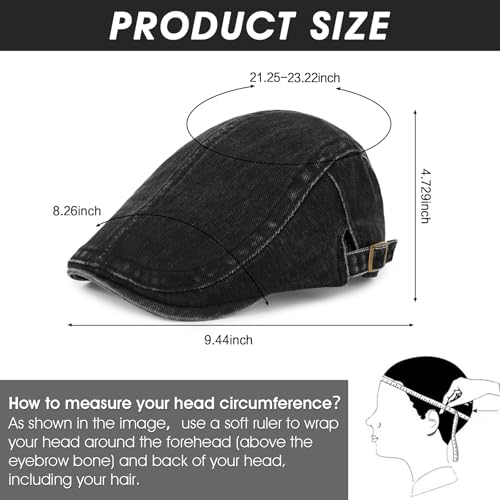 Image of 3Pcs Men's Newsboy Caps Cotton Cooling Hat Adjustable Flat Cap for Men