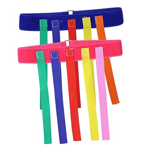HEMOTON Ceinture Éducative De Maternelle Jeu D'extérieur pour Garçon Et Filles Tirage De Queues, Tissu Oxford Résistant, Lot 2 Pièces Bleu Et Rose, Coordination Œil-Main, Activité Ludique Extérieure