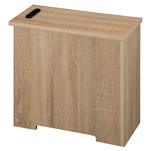 ぼん家具 [完成品] ケーブルボックス 木製 ルーター 収納ボックス 幅45×奥行22×高さ41.5cm 角置き 右置 トラッキング防止 大 オーク