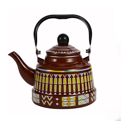 ZRQSMCX Cafetera esmaltada con diseño geométrico y Flores, Antigua Tetera de Campana, para el hogar, cafetera, Tetera esmaltada