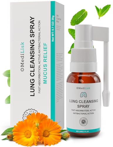 MediLisk Lung Cleansing Spray – Respiratory Support, Mucus Relief and Lung Cleanse – Support for Lung Detox for Smokers – Herbal Extract Formula – Hypoallergenic, Non-Steroidal – 1 oz – Pack of 1