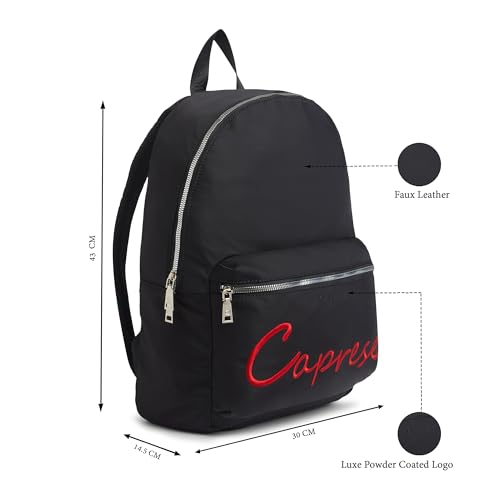 Image of Caprese Venus 19L Laptop Backpack Large | Stylish Color Block Bag with Signature Logo | 2 Compartments with Trolley Sleeve | Spacious Adjustable Strap Travel Backpack for Women