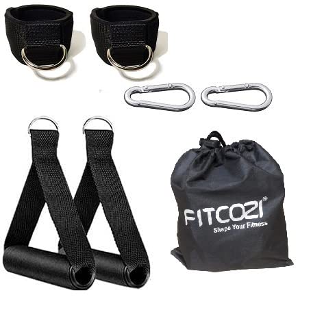 Fitcozi Resistance Band Handles for Straps Workout - 2 Pcs Grip Attachment Parts 2 Pcs Ankle Straps with Stainless Steel D-Ring for Cable Machine 2 Pcs Carabiners 1 Pc Bag Set (B09KNZFMQ3) Amazon Price History, Amazon Price Tracker
