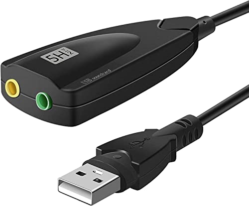 Image of 5HV2 USB External Sound Card Audio Adapter | Meshiv Virtual 7.1 Channel Surround Sound | USB to 3.5mm Audio Jack Converter | Compatible with PC, Laptop, Windows, Mac | Plug & Play