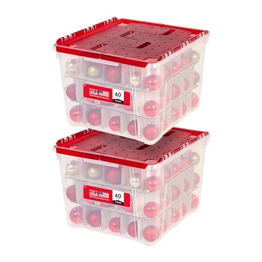Durable Ornament Storage Box, 2-Pack
