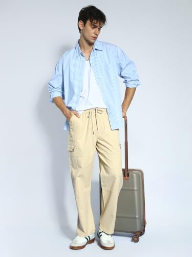 Image of Urbano Fashion Men's Loose Baggy Fit Cargo Jogger Chino Pant with 6 Pockets Stretchable