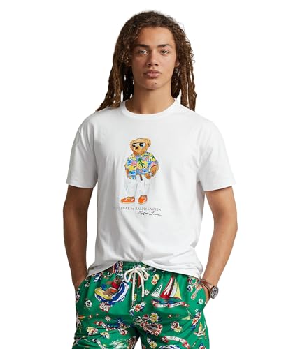 Polo Ralph Lauren Mens Classic Fit Polo Bear Jersey T-Shirt, Sp24 White Beach Club Bear, XXL