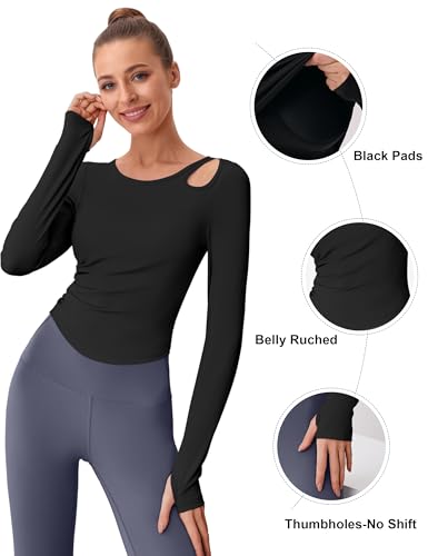BMJL Womens Workout Tops Built in Bra Active Long Sleeve T Shirt Yoga Athletic Gym Clothes Crop Fall Shirts 20252