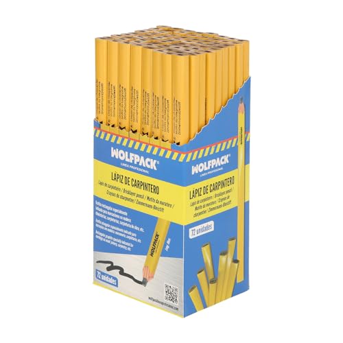 WOLFPACK LINEA PROFESIONAL Lapiz Carpintero Standar Caja 72 Lapices. Marcador Carpinteria, Albañileria