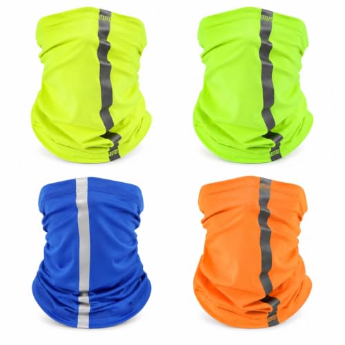 Image of SATINIOR 4 Pcs Neck Gaiter Face Mask for Men Reflective Face Cover Scarf Summer UV Sun Protection Balaclava Bandana for Work